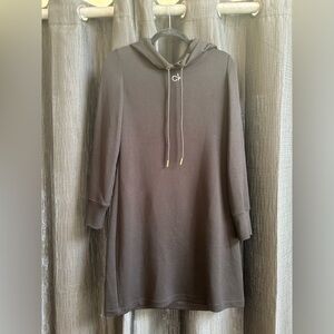 Calvin Klein Hoodie Dress Womens M Black Long Sleeve Hooded Knee‎ Length Casual